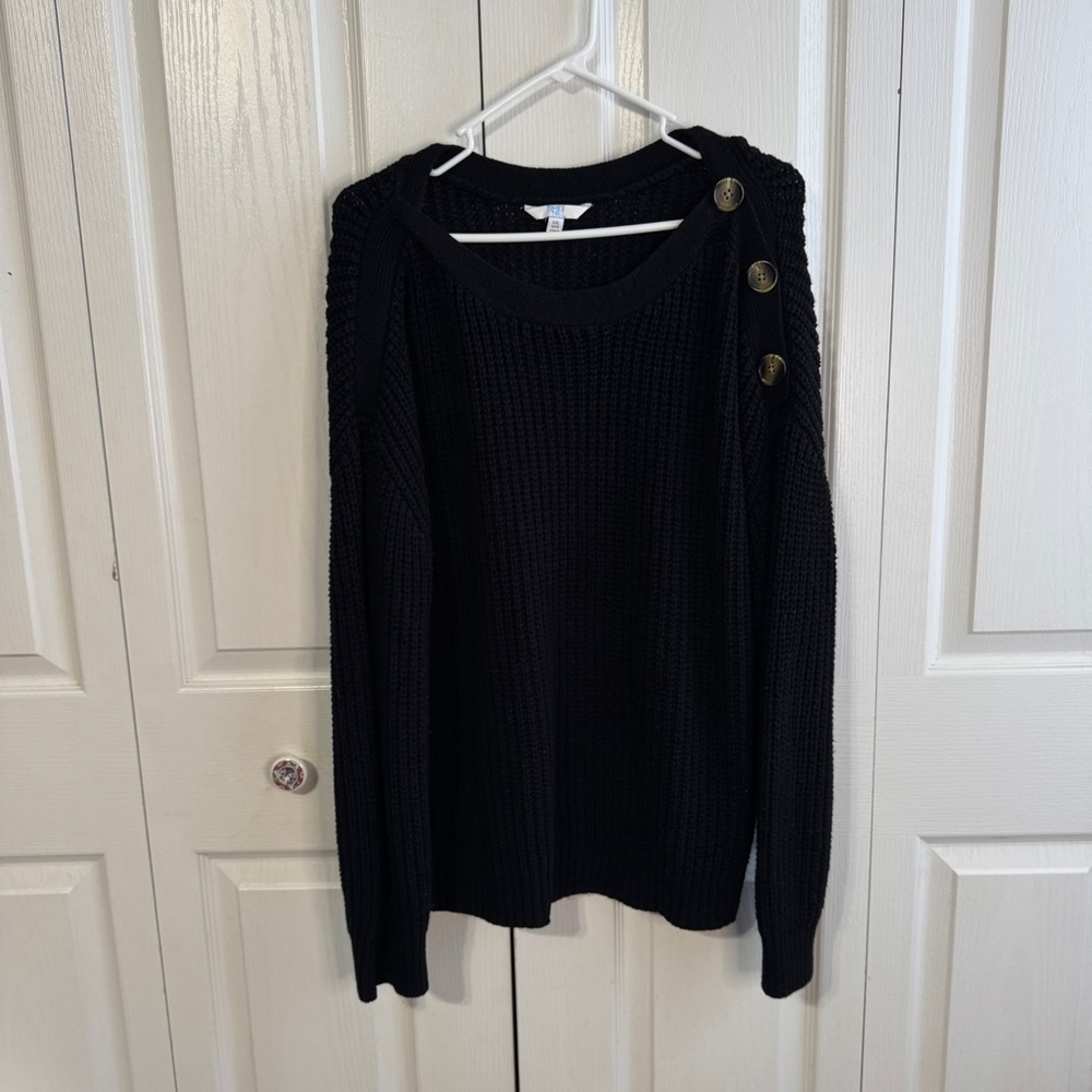 Time & Tru black soot knit long sleeve sweater size XXL